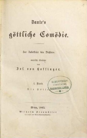 Dante's göttliche Comödie, 1. Die Hölle