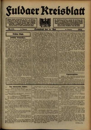 Dritte Ausgabe vom Samstag, den 16. Mai 1914.