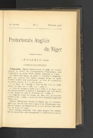 Protectorat Anglais du Niger.