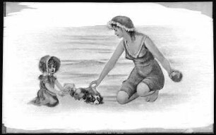 Frauen am Strand beim Bad