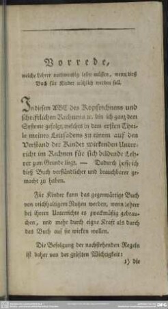 Vorrede, welche Lehrer nothwendig lesen müssen, wenn dieß Buch für Kinder nützlich werden soll