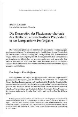 Die Konzeption der Flexionsmorphologie des Deutschen aus kontrastiver Perspektive in der Lernplattform ProGr@mm