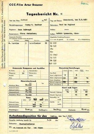 Tagesbericht Nr. 16 vom 08.07.1961