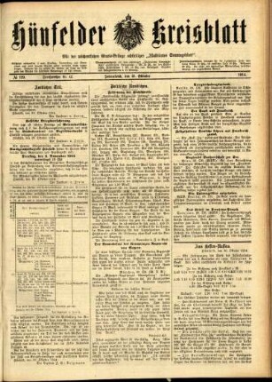 Ausgabe vom Samstag, den 31. Oktober 1914.