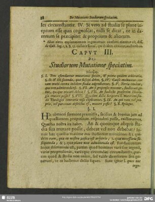 Caput III. De Studiorum Mutatione speciatim