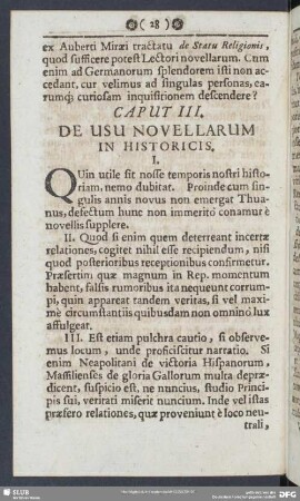 Caput III. De Usu Novellarum In Historicis