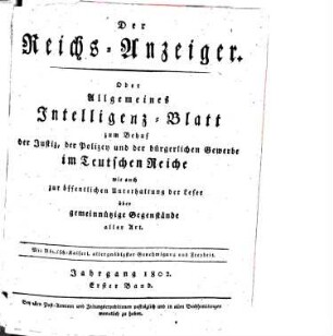 Kaiserlich privilegirter Reichs-Anzeiger. 1802, 1