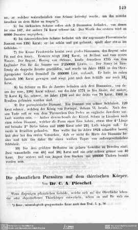 Die pflanzlichen Parasiten auf dem thierischen Körper.