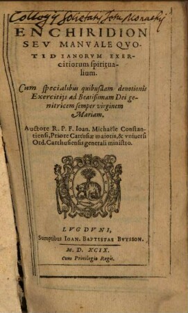 Enchiridion seu manuale quotidianorum exercitiorum spiritualium