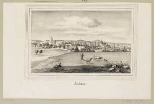 Ortsansicht von Jahna (Ostrau-Jahna) mit der Kirche, aus Sachsens Kirchen-Galerie von Hermann Schmidt, Bd. 3, 1840