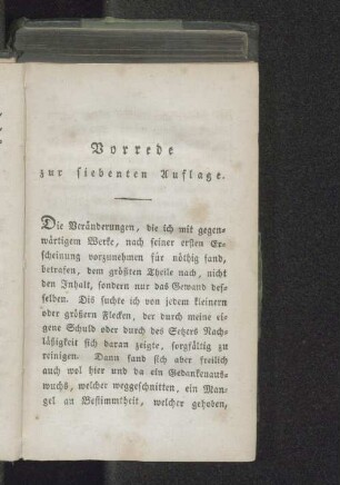 Vorrede zur siebenten Auflage.