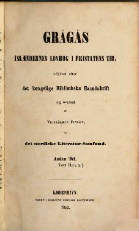 Grágás : Islændernes lovbog i fristatens tid. 2,1, Text II