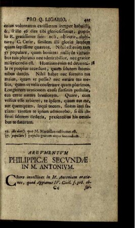 Argumentum Philippicae Secundae In M. Antonium.