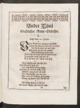 Ander Theil Geistlicher Reim-Gedichte. I. - X.