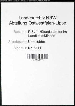 Sterberegister Standesamt Unterlübbe