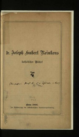 Dr. Joseph Hubert Reinkens, katholischer Bischof