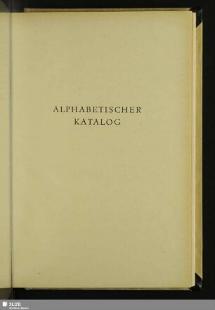 Alphabetischer Katalog