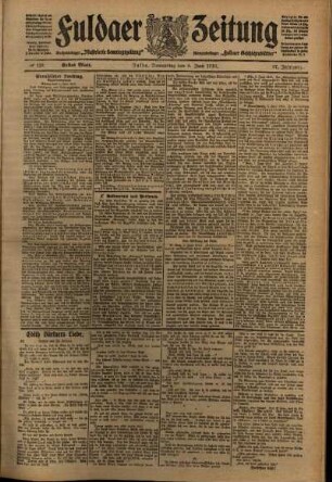 Erste Ausgabe vom Donnerstag, den 09. Juni 1910.