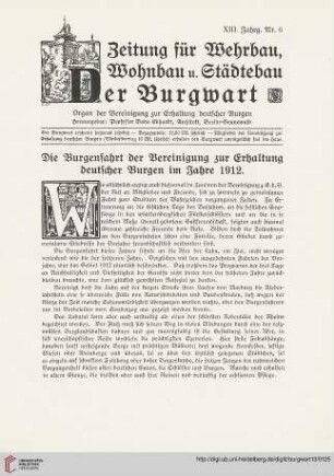 13: Die Burgenfahrten der Vereinigung zur Erhaltung deutscher Burgen im Jahre 1912