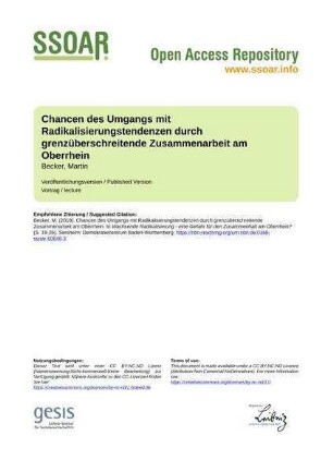 Chancen des Umgangs mit Radikalisierungstendenzen durch grenzüberschreitende Zusammenarbeit am Oberrhein