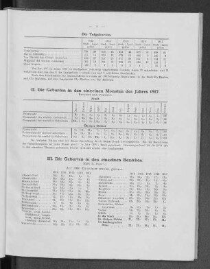 II. Die Geburten in den einzelnen Monaten des Jahres 1917.