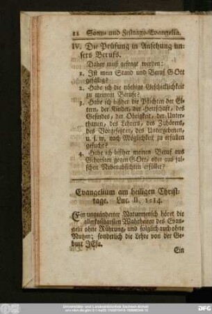 Evangelium am heiligen Christtage. Luc. II, 1 - 14.