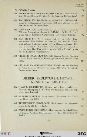 Silber, Skulpturen, Metall, Kunstgewerbe etc. (Nr. 206-239)