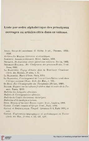 Liste par ordre alphabétique des principaux ouvrages ou article cités dans ce volume