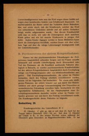 92-107, B. Psychoneurosen der aktiven Kriegsteilnehmer