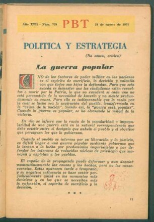 La guerra popular : Política y estrategia - (No ataco, crítico)