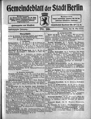 1922,20: Nr. 20, 14. Mai 1922