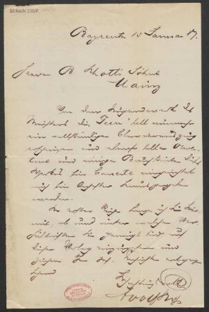Brief an B. Schott's Söhne : 15.01.1887