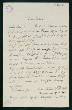 Brief vom 4. August 1873