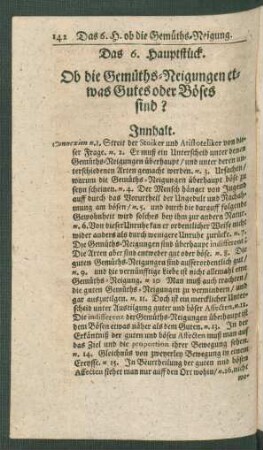 Das 6. Hauptstück. Ob die Gemüths-Neigungen etwas Gutes oder Böses sind?