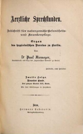 Aerztliche Sprechstunden : Zeitschrift für naturgemäße Gesundheits- und Krankenpflege ; Organ des Hygienischen Vereins zu Berlin, 20. 1888 = N.F., Bd. 10