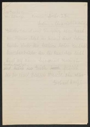 Brief von Gerhart Hauptmann an Leo von König