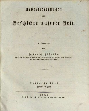 Überlieferungen zur Geschichte unserer Zeit. [2], 1 - 6, 1. 1818