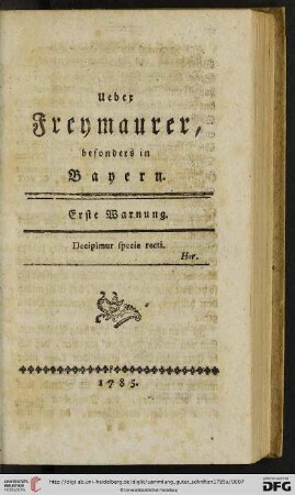Ueber Freymaurer, besonders in Bayern