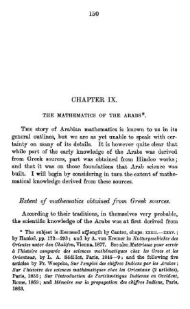Chapter IX. The Mathematics of the Arabs.