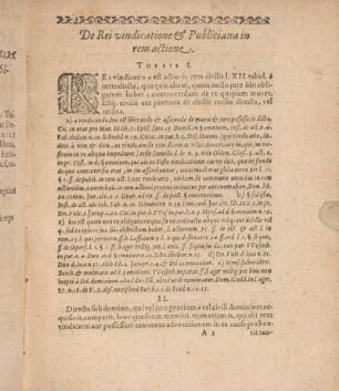 De Rei uindicatione & Publicana in rem actione. [Thesen]