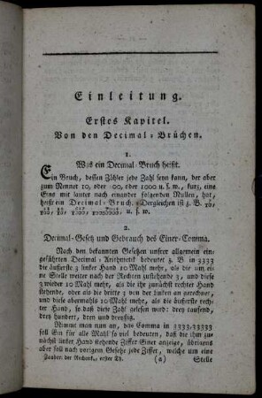Erstes Kapitel. Von den Decimal-Brüchen.