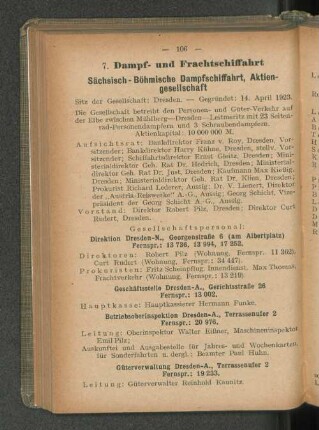 Sächsisch-Böhmische Dampfschiffahrt, Aktien-gesellschaft
