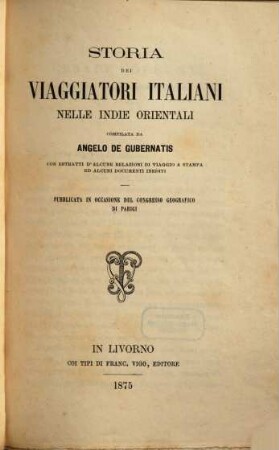 Storia dei viaggiatori italiani nelle Indie Orientali