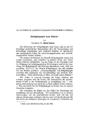 Heilpädagogik und Klinik