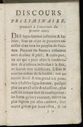 Discours Préliminaire, prononcé à l'ouverture du premier cours