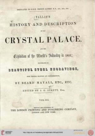 Band 3: Tallis's history and description of the Crystal Palace and the exhibition of the world's industry in 1851