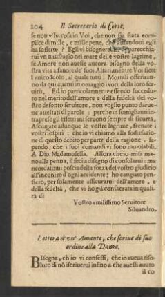Lettera d' un' Amante, che scrive di suo ordine alla Dama.