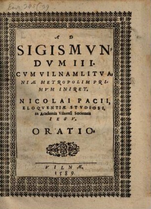 Ad Sigismundum III oratio