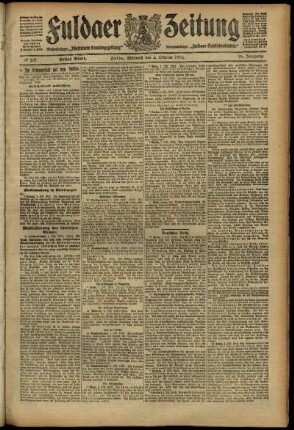 Erste Ausgabe vom Mittwoch, den 02. Oktober 1912.