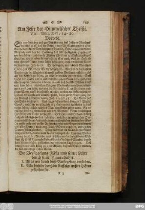 Am Feste der Himmelfahrt Christi. Text Marc. XVI, 14 - 20.